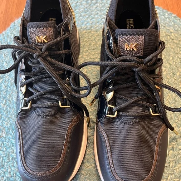 Michael Kors Black and Gold Accent Sneakers - Picture 3 of 12